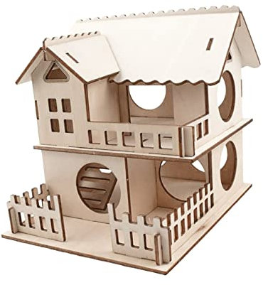 TOYANDONA Hamsterhaus Aus Holz Doppelstöckig Mit Leiter Paddleboard Natürliches Kauspielzeug Haustiervilla Für Kleine Nager