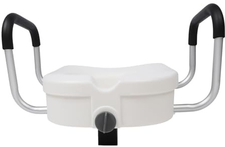 Kuuleyn Toilettensitzerhöhung mit verstellbaren, abnehmbaren, gepolsterten Armlehnen und fester Verriegelung, Toilettensitzerhöhung mit Griffen, hochbelastbare