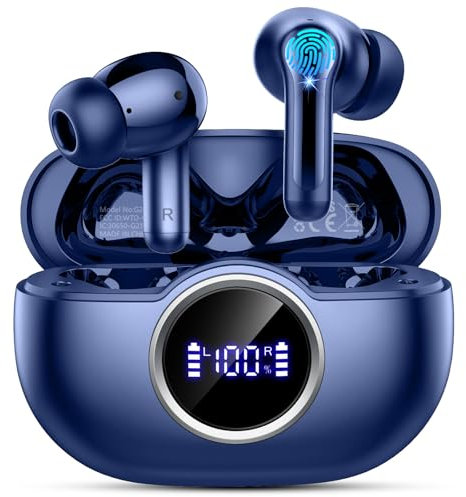 Cuffie Bluetooth, Auricolari Bluetooth 5.4 con 3D Hi-Fi Stereo, Cuffie in Ear con 4 ENC Cancellazione Rumore Mic, 36 Ore LED Display, USB-C Rapido, IP7 Impermeabili Cuffiette Bluetooth per Android/iOS