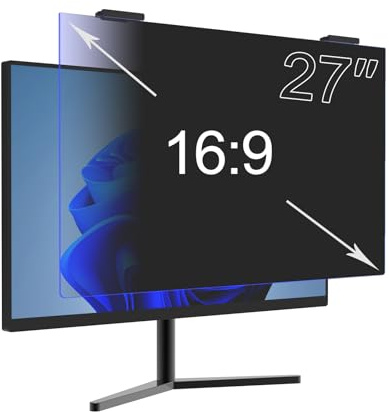 Hängender 27-Zoll-Computer-Blickschutzfilter, Desktop-Schutz für Computermonitor, Abnehmbarer Anti-Blaulicht-Sichtschutz-Augenschutz,27in
