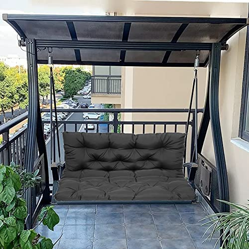 Waterproof 2 3 Seater Hollywood Swing Thick Cushioned Replacement Seat with Backrest for Outdoor Patio Garden Hammock Washable Dark Grey 120x100x10 cm