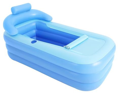 Faltbare aufblasbare Badewanne, tragbare Badewanne für Erwachsene, PVC-Whirlpool-Badewanne, Außen- und Innen-Badewanne mit Sitz, freistehende Badewannen, große aufblasbare Badewannen, 160 x 84 x 64 cm