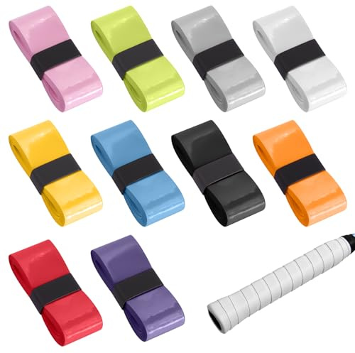 10 Pièces Ruban de Raquette Grip,Ruban Adhésif pour Raquette de Tennis,Grip de Remplacement Raquette,Grip de Tennis Antidérapant,Multicolore,Autocollant,Antidérapant,pour Raquette de Badminton Squash