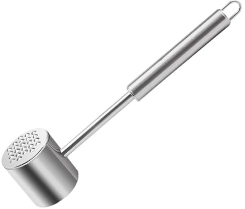 DECOMELODY Marteau Attendrisseur de Viande Inoxydable avec Surface à Pointes et Lisse Outil pour Attendrir Steak Poulet et Bœuf Manche Ergonomique Suspension Cuisine et Cadeau