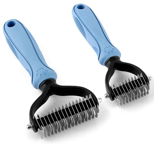 LDXDRU 2pcs Entfilzungsstriegel Unterfellbürste für Hunde Unterwollbürste für Langhaar Kurz Unterwollkamm entfernt Unterwolle & Verfilzungen Doppelseitiger Hundekamm