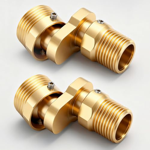 BiaoTeng Adaptador de ángulo de Grifo de Ducha Ajustable 0~40° Giratorio de 360° 2 Piezas Reductor de Latón de 3/4 a 1/2 Oro