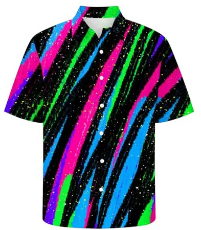 Genérico Camisa informal de manga corta para hombre con moderno estampado tridimensional y diseño playero casual (Multicolour, L)