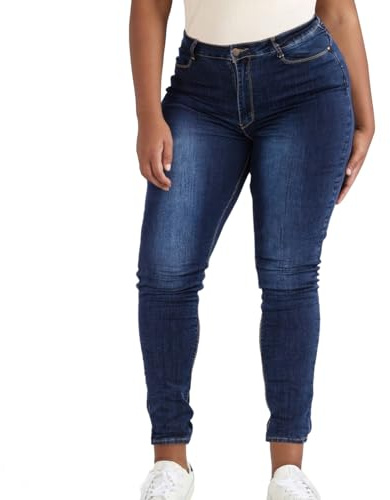 Generisch Jeans da donna a vita alta, elasticizzati, skinny slim fit, jeans a tubo, a matita, comodi ed elasticizzati, sottili, in denim, grandi dimensioni, per il tempo libero, Blu scuro, XXL