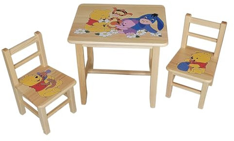 Set aus Holz Tisch mit 2 Stühlen für Kinderzimmer. M1. Das perfekte Geschenk.Komplett aus Kiefernholz mit Position Hand.