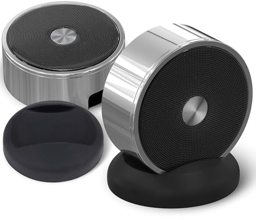Bluetooth Speaker Set: Wireless Stereo Dual Pairing Portable Twin TWS System With Big Rich Bass Hi-Fi Multi-Room Indoor Outdoor Use Home Deck Pool Work Travel Party Camping Gift Decor Idea (Chrome)