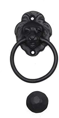 Türklopfer antik, Löwenkopf klein, handgefertigt aus Eisen, schwarz | EW016