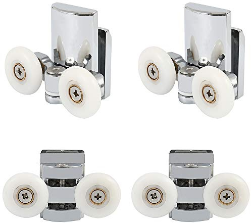 CoolMarteu Duschtürrollen 23mm Duschkabine Doppelte Rollen Duschtür Schiebetür Rollen Ersatzteile, Set von 4