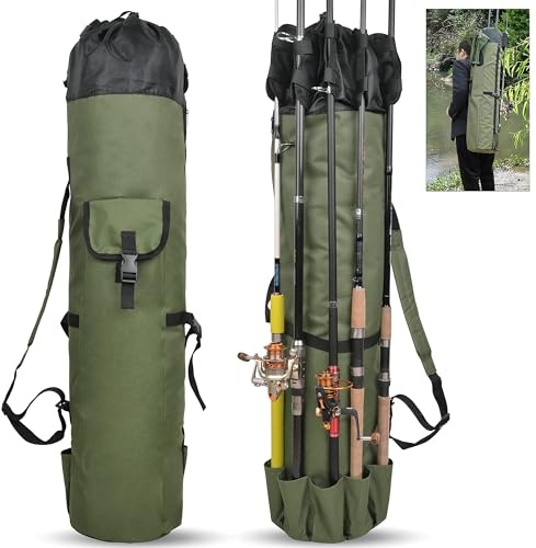 OROOTL Borsa da Pesca Sacca Porta Canne da Pesca Accessori Zaino Grande capacità Impermeabile Custodia per 6 Canne da Pesca