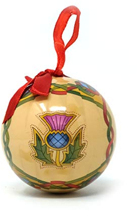 Scottish Thistle Bauble - Scotland Christmas Bauble Handcrafted Decoupage - Irish Christmas Tree Decoration 7.5cm Round