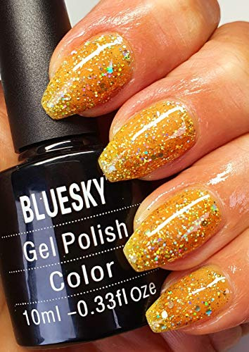 Bluesky Gel Polish Yellow Glitter Diamond Mellow Yellow BLZ26 UV LED Soak Off 10ml