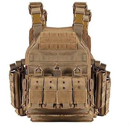 Searchyou Taktischer Plattenträger Weste, Tactical Weste für Herren im Freien für CS Feldweste Airsoft Paintball Wargame - Khaki