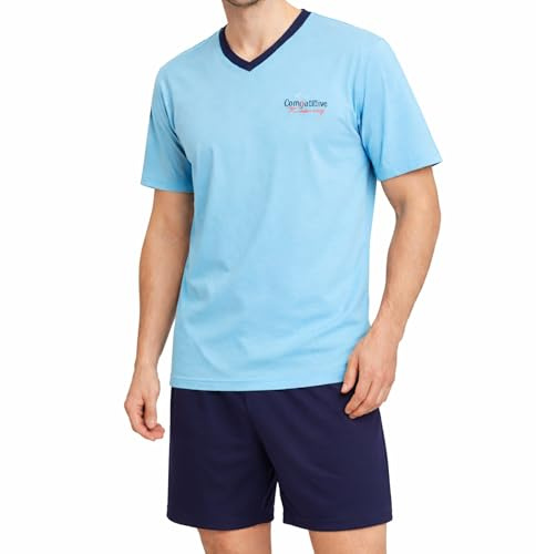 KB Socken Herren Schlafanzug kurz 100% Baumwolle Herrenschlafanzug Short Kurzer Schlafanzug Shorty Pyjama kurz Nachtwäsche Herren in den Größen M L XL XXL 3XL
