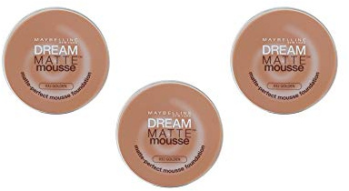 Maybelline New York Grundierung dream matte mousse 32 Golden, 3er Pack (3 x 18ml)