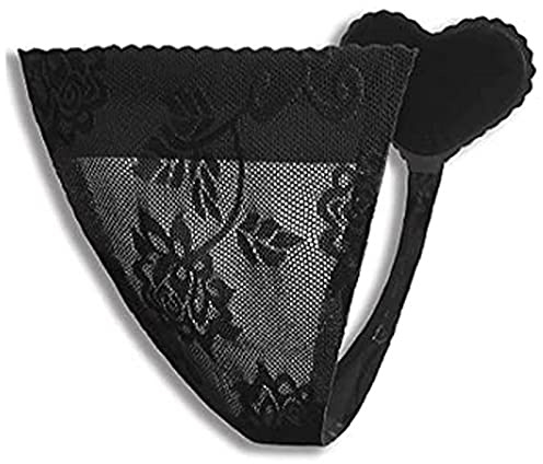 HTRUIYA Womens Adhesive Panties Invisible C String Heart Shaped Underwear Covers Sexy Strapless Thong-BK/L Black