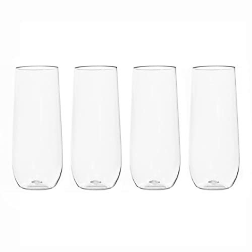 CosySpa Unbreakable Plastic Glasses [Pack of 4] - Hot Tub Accessories | Reusable Plastic Champagne Flutes, Champagne Tumblers, Wine Glasses & Beer Glasses Sets (Champagne Tumblers (290ml))