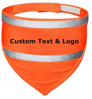Muka Personalisierbares Bedrucktes Haustier-Halstuch Reflektierend Hundehalstuch mit Individuellem Text und Logo-Orange-L