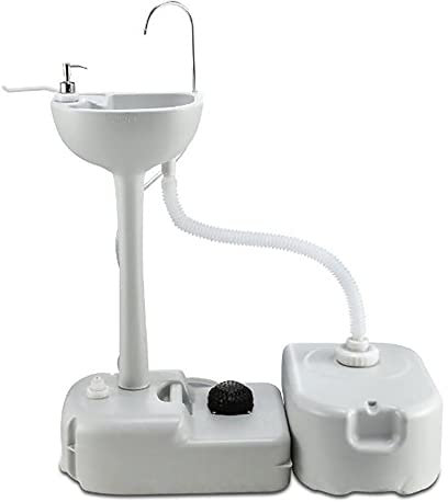 SADRIM Tragbares Waschbecken,Tragbares Camping-Handwaschbecken,Spüle,Tragbar Fußpumpen-Design,Wäsche Waschbecken,mit Handtuchhalter,Seifenspender,Frischwassertank,Rückgewinnungstank (Size : 7701+562)