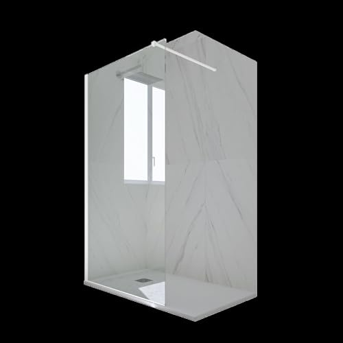 Parete doccia Walk-in da 100 CM H 200 Vetro Trasparente Profilo Bianco in pvc mod. Venus