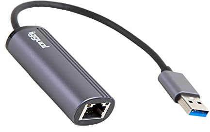 iggual - Adaptador USB-A - Incluye un Puerto RJ45 Gigabit Silver hasta 1000 Mbps - Compatible con Mac OS Windows Linux