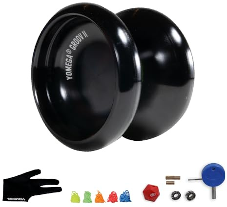 Yomega Groov II Pro Level Aluminium Metal Yoyo for Advance Players - Round Shaped, C Size Ball Bearing Yoyo with Adjustable Responsive/Nonresponsive Play + 3 Month Warranty (Black)