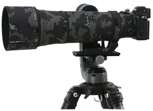 Rolanpro Manteau de Camouflage imperméable pour Nikon Z 180-600 mm F/5.6-6.3 VR Housse de Protection pour lentille de Pluie - #18 Noir foncé