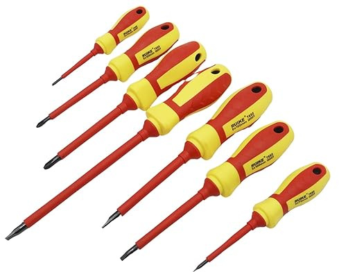 SERIE DA 7 CACCIAVITI INTAGLIO E CROCE ISOLATI 1000V CON CERCAFASE INTEGRATO SET GIRVITI DA ELETTRICISTA