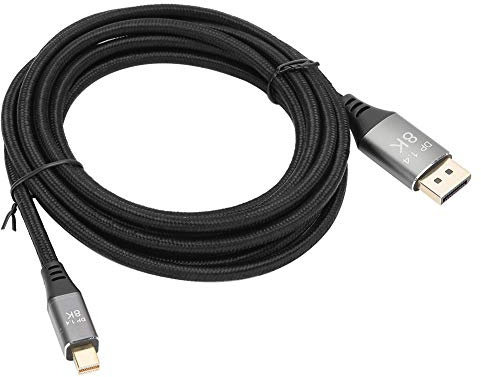 ASHATA Cable Mini DisplayPort a DisplayPort, Adaptador de Cable de Ultra Alta Definición 8K, MiniDP a DP1.4, para Monitor de Juegos, 9.8 Pies
