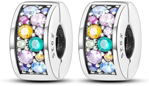 CYCUFF Clip Spacer Charm für Armband 925 Sterling Silber Pave Cubic Zirkonia Clip Verschluss Stopper Bead Charm Geschenk für Frauen Mädchen