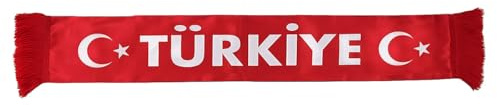 Murago - Türkei Schal ca.130cm x 14cm 100% Polyester - Türkiye Bayrak Auto Flagge Tischfahne türkisch Fanartikel Fahne Accessoire Damen Herren
