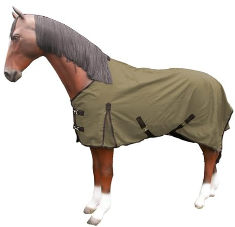 Brama-West Regendecke Pferd Rain - Weidedecke mit Fleece Futter - 600DEN - Wasserdicht - Olive (155)