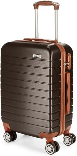 BRUBAKER Handgepäck Koffer Paris - Reisekoffer Trolley mit Zahlenschloss, 4 Rollen und Komfort Tragegriffen - 37 x 56 x 22 cm - ABS Hartschalen Rollkoffer (M - Braun und Hellbraun)