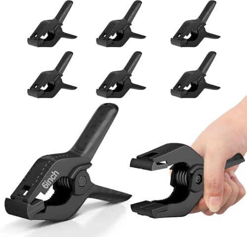 EMART 6 Pack Heavy Duty Muslin Spring Clamps, 6 inch Backdrop Clips-Black