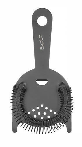 HENDI Colador de cócteles, BarUp, colador Hawthorne, de gusanillo y barra, para cocktails y bar, 160x75x(H)15mm, acero inoxidable con acabado negro mate