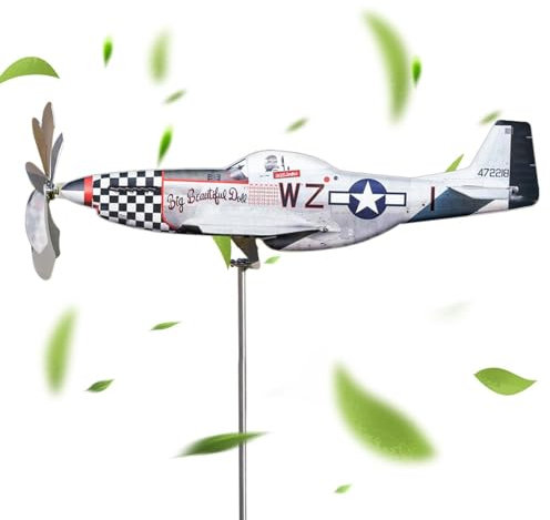 Airplane Wind Spinner Metal, Aeroplane Shaped Wind Catchers, Unique Stainless Steel Aircraft Windmill, Superfortress Aircraft Wind Vane, Airplane Wind Catchers Garden Ornament Garden Windmill