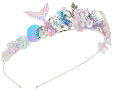 Beatifufu Muschel Haarreif Damen Meerjungfrau Stirnband aus Metall mit Muscheln und Strass Einzigartiger Haarschmuck für Meerjungfrauen Kostüm und Party Zubehör
