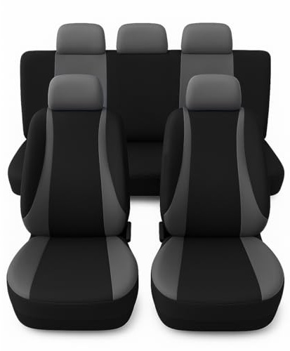 Susy Shop Juego de fundas universales para asientos de coche Kit de fundas de asiento delantero y trasero cómodas y transpirables, fundas protectoras para asientos de vehículos utilitarios pequeños y