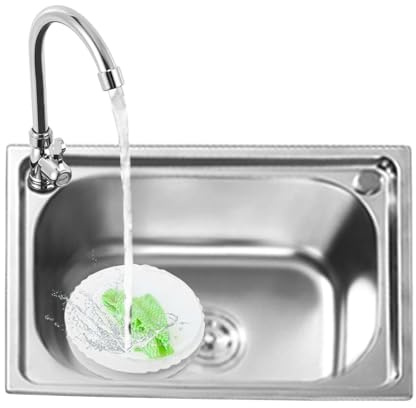 Lavello da cucina in acciaio inox,Lavandino cucina argento,Lavello Cucina 1 Vasca,Lavello da incasso,Lavabo cucina Piccolo con filtro di scarico,38x33 cm a 60x45 cm(50x40x21.5 cm)
