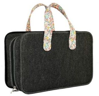 KnitPro Bloom Doctor handgefertigte Tasche zur Aufbewahrung von Zubehör, Blau, 27,5 x 18,5 x 10 cm