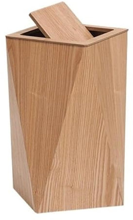 Genérico Cubo de Basura Creativo con Forma de rombo y Tapa, cesto de Basura de Madera con Tapa abatible y Cubo Interior para Sala de Estar, Dormitorio, baño, Cocina (Madera Original, 60 x 21,5 x 21,5