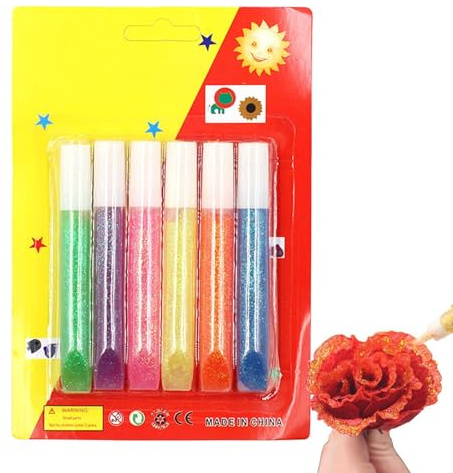 Glitzer-Klebestifte für Kunst – Set mit 6 bunten Glitzer-Gelstiften | für Kunsthandwerk, Scrapbooking, DIY-Projekte, Kunstdekorationen, Präzisionsapplikator, Glitzer-Kleber