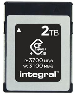 Integral Studio Grade CFexpress 4.0 TypB 2TB Speicherkarte für 4K, 6K, 8K und höhere RAW-Auflösungen 3700 MB/s Lesen 3100MB/s Schreiben, 1600 MB/s dauerhaft, für professionelle Kino- und DSLR-Kameras