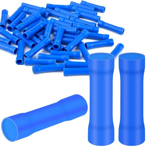 50x Stoßverbinder 1,5-2,5 mm² Quetschverbinder Blau Kabelschuhe PVC Isoliert Stossverbinder BV Kabelverbinder