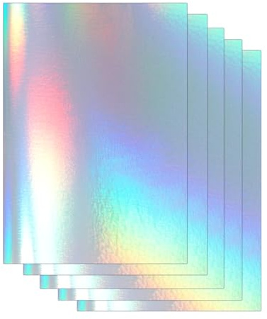 Holografische Folie, 20 Blatt Klares Vinyl Holografische Aufkleber Papier Selbstklebend, A4 Holographische für Bastelarbeiten Glasscheiben（Cubic Coating）