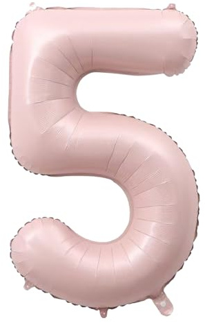 Alaoo Luftballon 5 Geburtstag Zahl, 40 Zoll Rosa Creme Folienballon, Riesenzahl Ballon für Mädchen Junge Geburtstag Party Dekoration Jahrestag Dekorationen