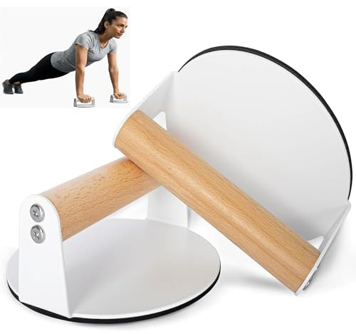 PEUZ Liegestützgriffe Holz 2 Stück – Rutschfeste Push Up Griffe für Training zuhause, Calisthenics Equipment & Fitness Geräte, Parallettes Handstandhilfe in Weiß